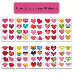 10 Pcs Beach Party Waterproof Stickers Flamingo Heart Mermaid Rainbow Decoration
