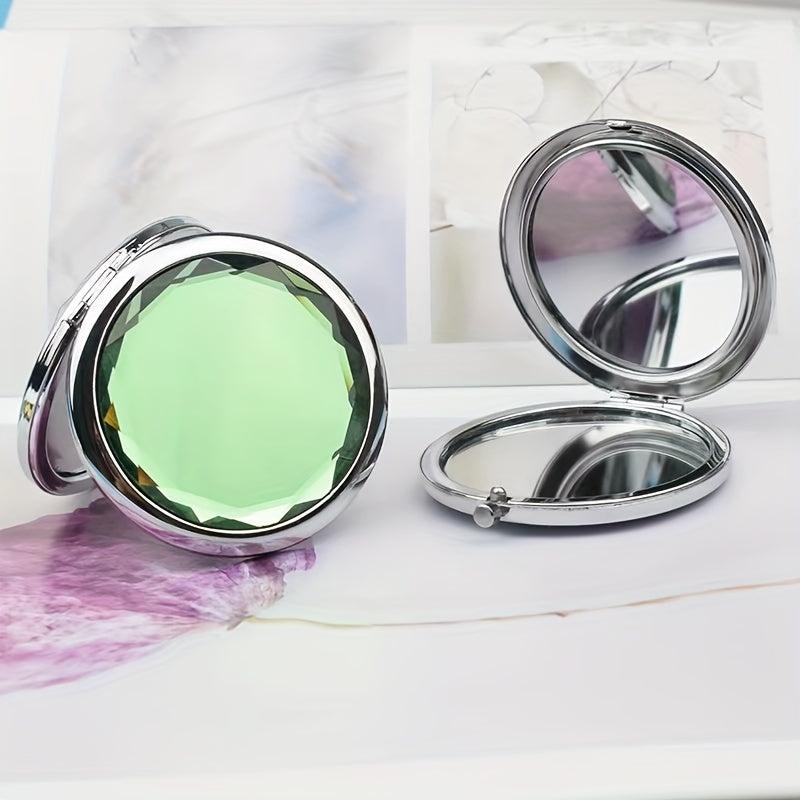 Crystal Foldable Makeup Compact Mirror Double Sides Bridesmaid Purse Pocket