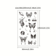 9 Pcs Realistic Butterfly Flower Tattoo Stickers For Women