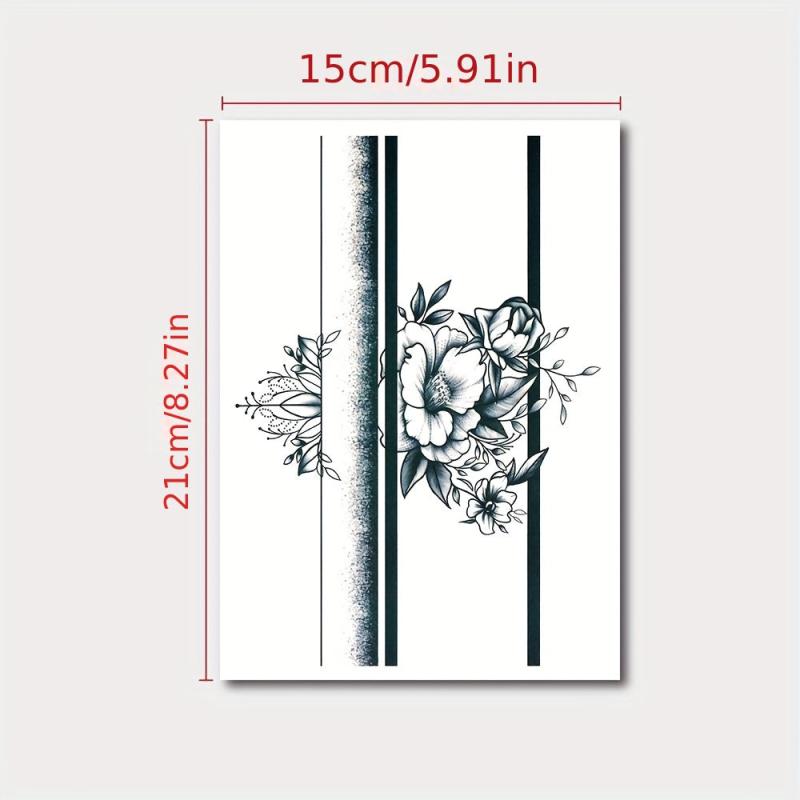 Dark Flower Temporary Tattoo Sticker Waterproof Long Lasting