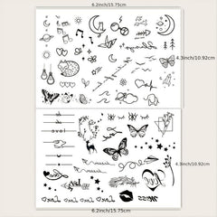 Small Pattern Tattoo Stickers for Body Parts, Long Lasting, Waterproof