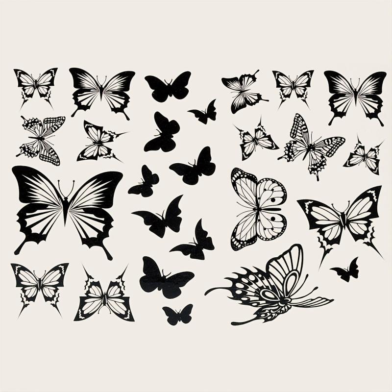 Butterfly Pattern Tattoo Stickers for Small Spaces