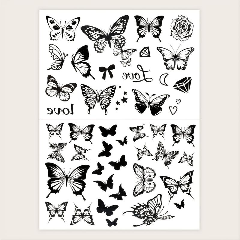 Butterfly Pattern Tattoo Stickers for Small Spaces
