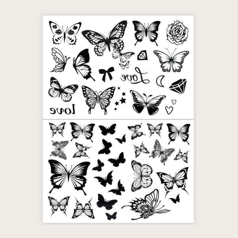 Butterfly Pattern Tattoo Stickers for Small Spaces