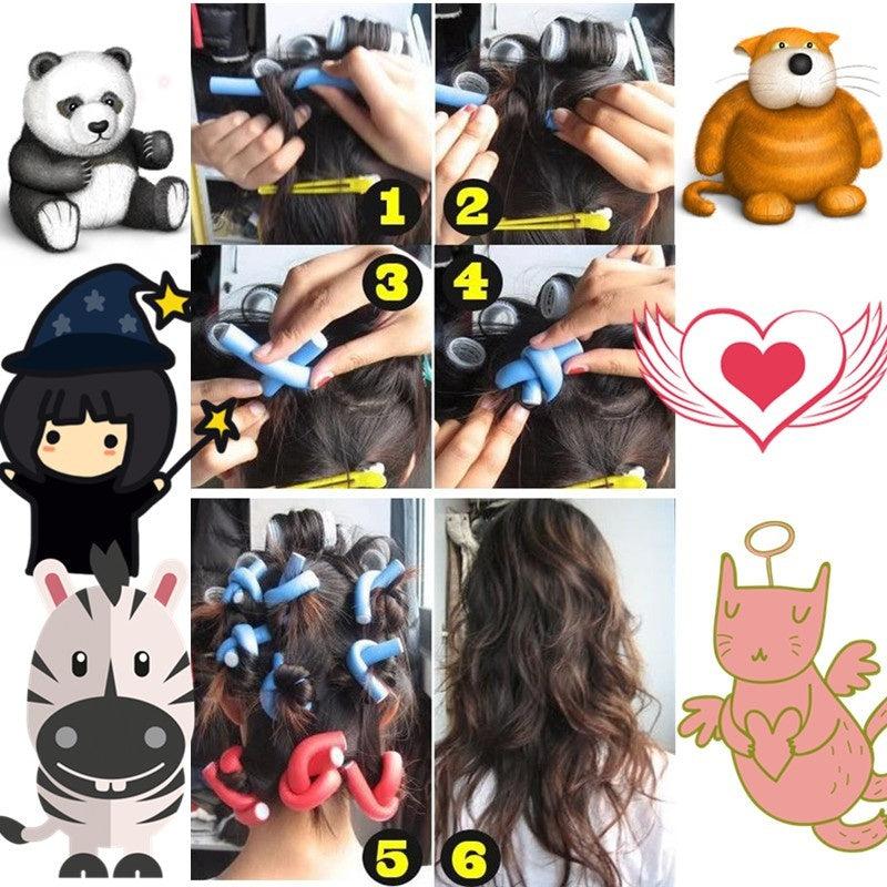 Bendy Twist Curling Rods for DIY Soft Foam Curls Hair Styling