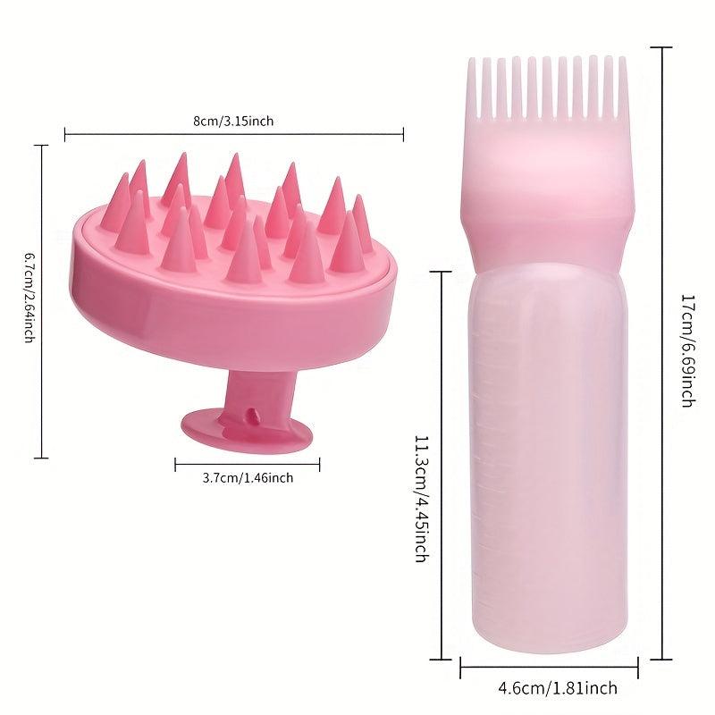 2pcs Silicone Shampoo Brush Comb Bottle Set for Personal Hair Care