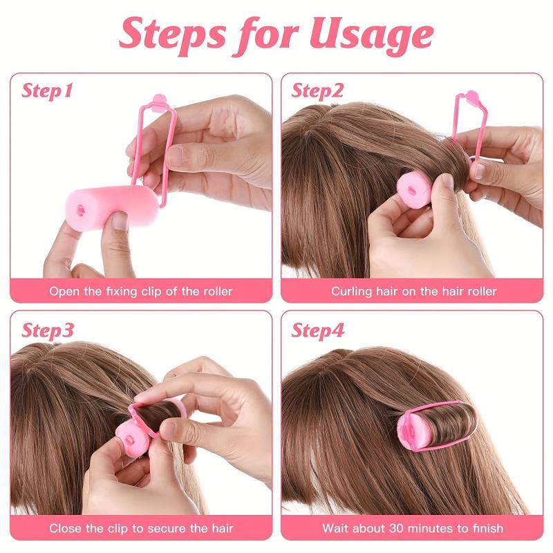 14pcs Pink Sponge Curlers for Comfortable Hair Curling and Styling