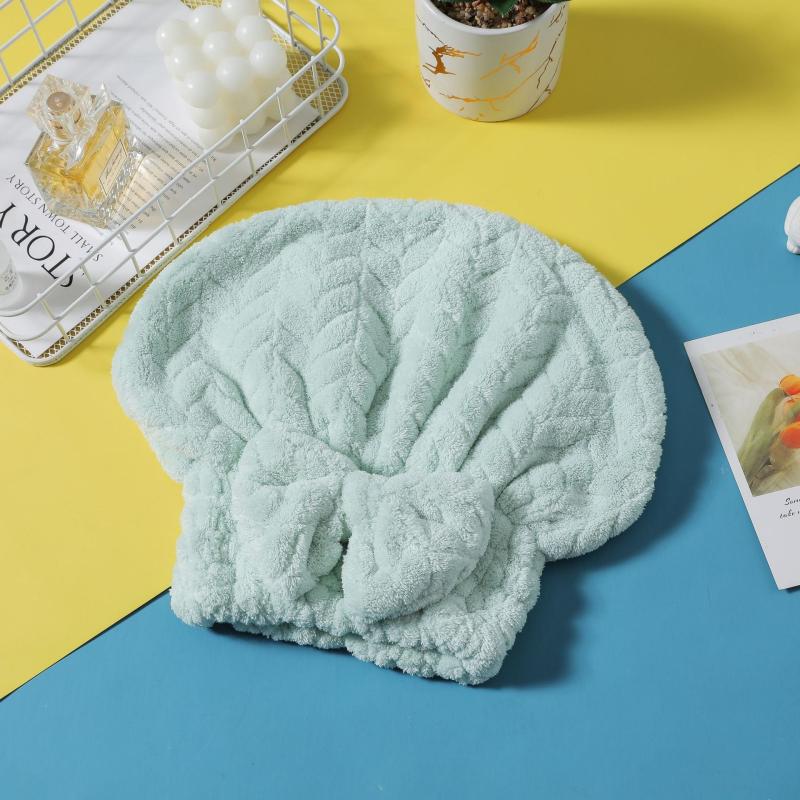 Coral Fleece Bowknot Hair Dryer Cap Water Absorbent Quick Dry Hair Towel