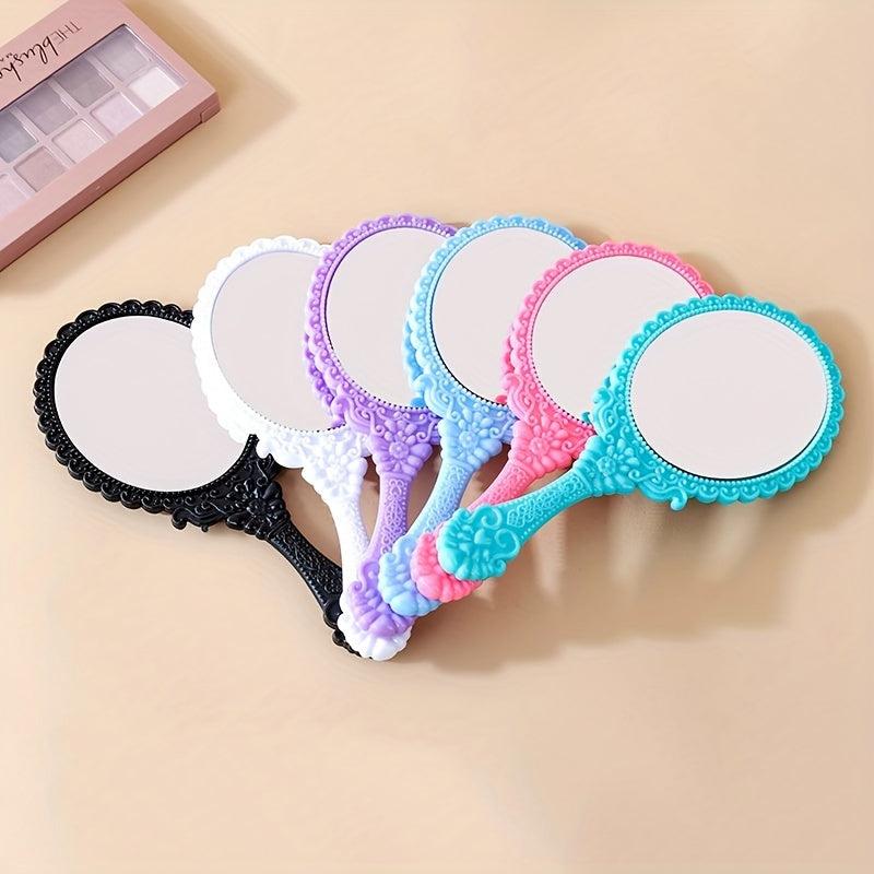 Antique Flower Handheld Mirror for Girls Travel Makeup Beauty