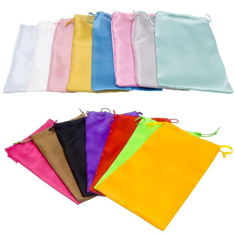 5pcs Soft Silk Wig Bags 7.09 x 11.81 Inches Pink Satin Storage Bags
