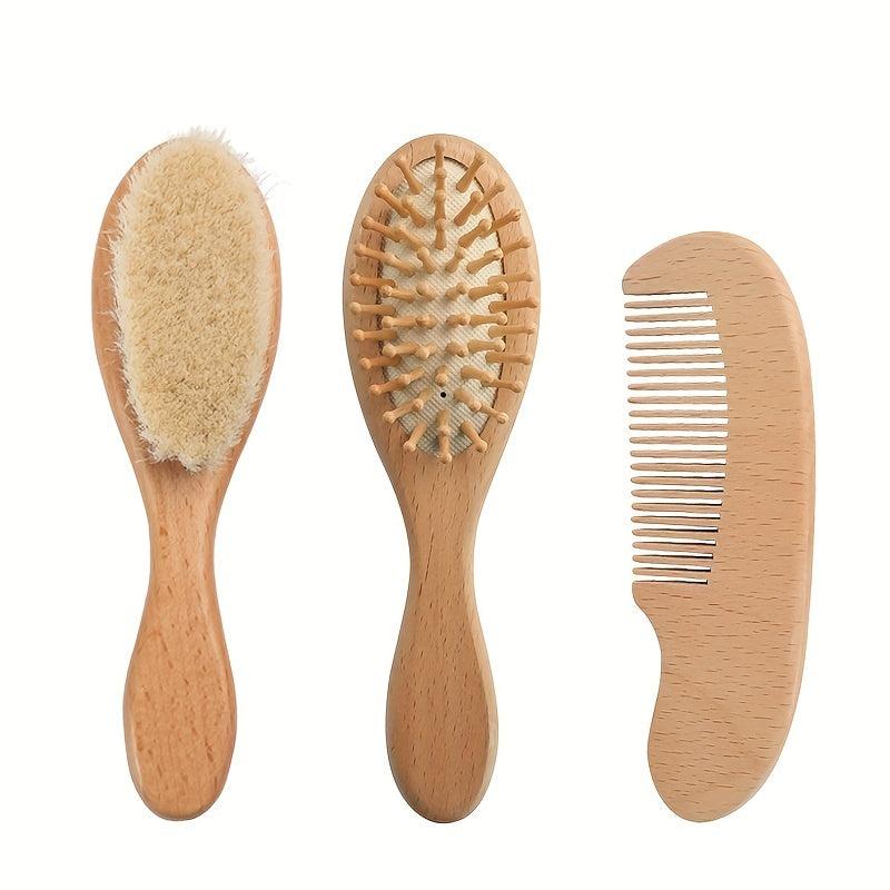 3pcs Natural Wooden Hair Brush Head Massage Comb