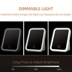 Portable Folding LED Vanity Mirror 3 Lighting Modes USB Rechargeable Pink