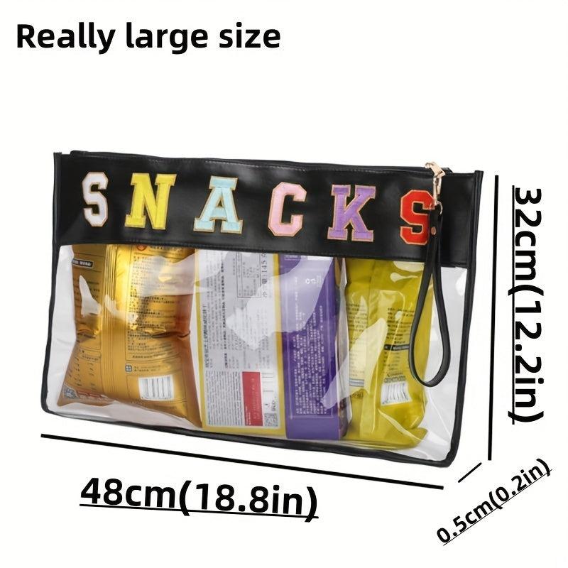 Embroidered Letter PVC Makeup Bag Snack Storage Pouch Travel Toiletry Bag