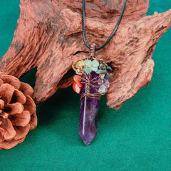 Amethysts Necklace Tree Of Life Hexagon Heart Pendant