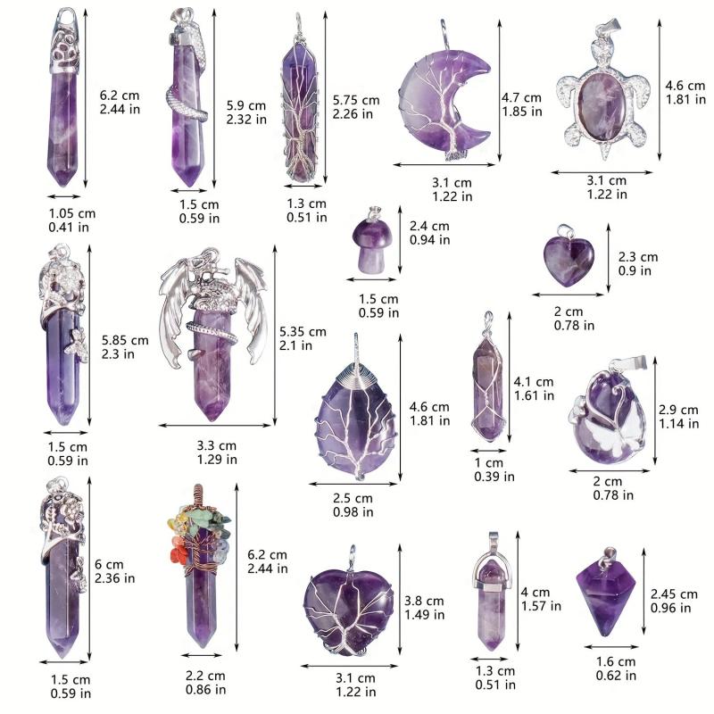 Amethysts Necklace Tree Of Life Hexagon Heart Pendant