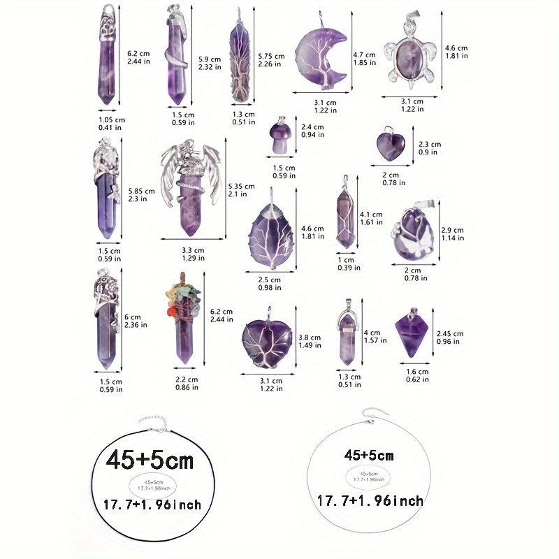 Amethysts Necklace Tree Of Life Hexagon Heart Pendant