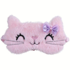 Cat Eye Sleep Mask Plush Anime Blindfold Travel Rest Aid Eyepatch Pink