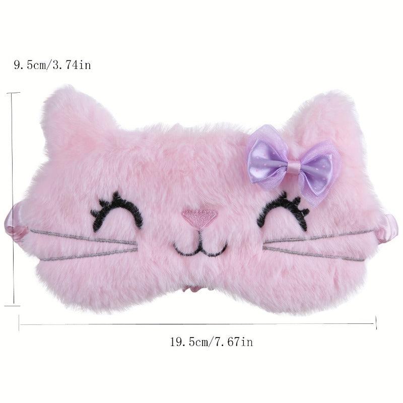 Cat Eye Sleep Mask Plush Anime Blindfold Travel Rest Aid Eyepatch Pink