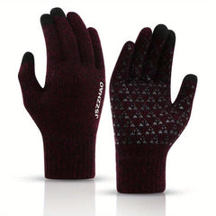Winter Touch Screen Gloves Non Slip Warm Knit - Running Driving Hiking