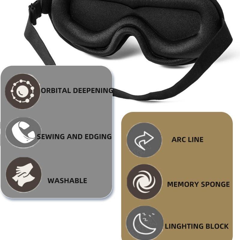 3D Contoured Blackout Sleep Mask Soft Cushion Eye Cover Night Blindfold