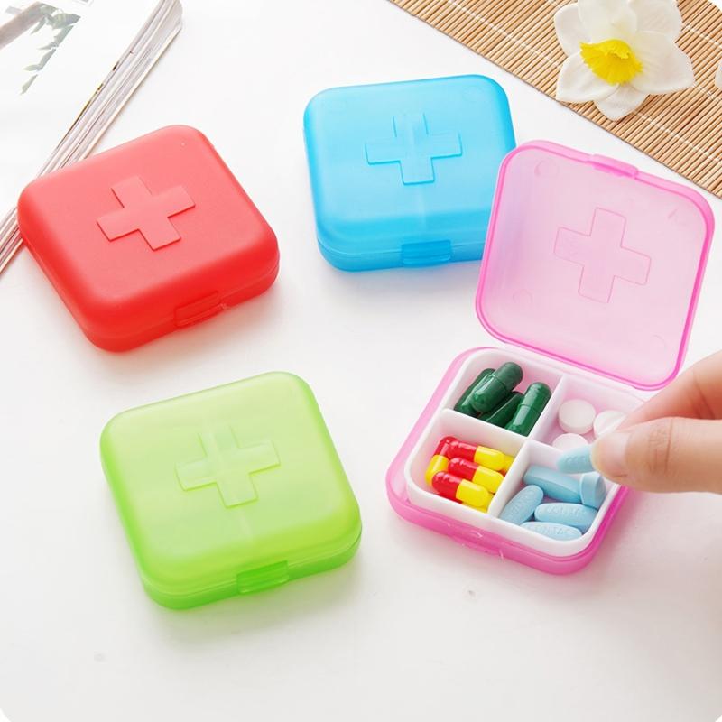 Portable Travel Pill Box 4 Compartments Dispensing Pill Box