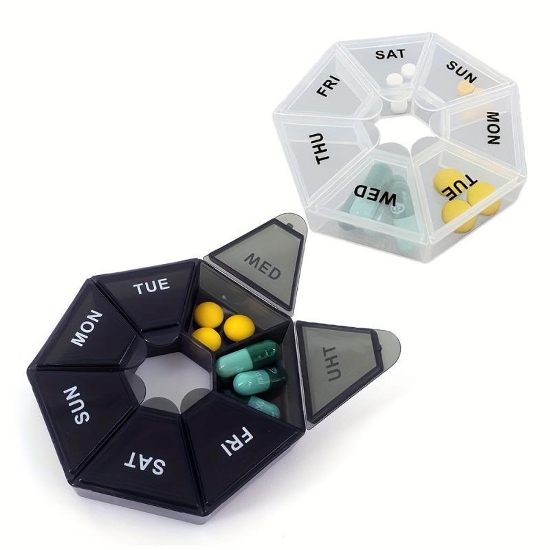 Mini Round Pill Box 7 Days Medicine Organizer Container Cases