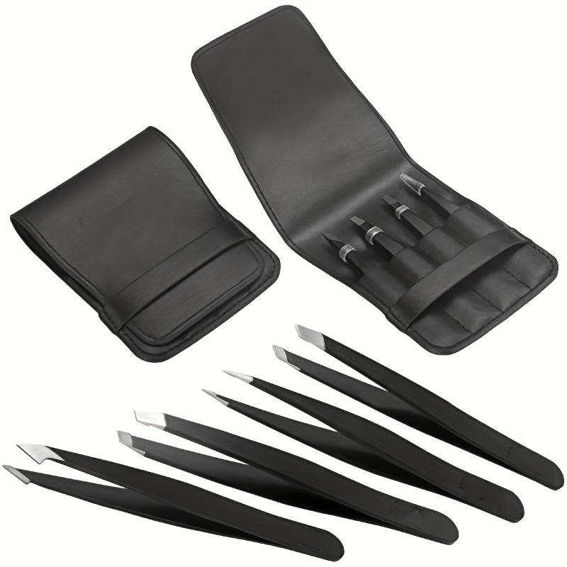 Professional Tweezers Set for Eyebrows Precision Hair Removal with Storage Bag