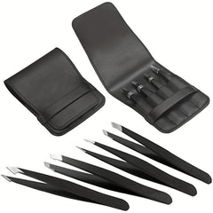Professional Tweezers Set for Eyebrows Precision Hair Removal with Storage Bag
