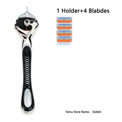 5 Layers Reusable Safety Razor Classic Shaving Stainless Steel Blades Set