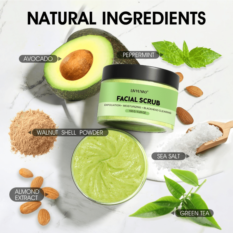 Organic Avocado & Green Tea Facial Scrub Exfoliator