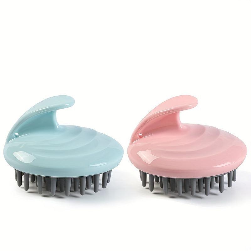 2pcs Silicone Handle Scalp Massager Brush Soft Silicone For Hair Cleaning