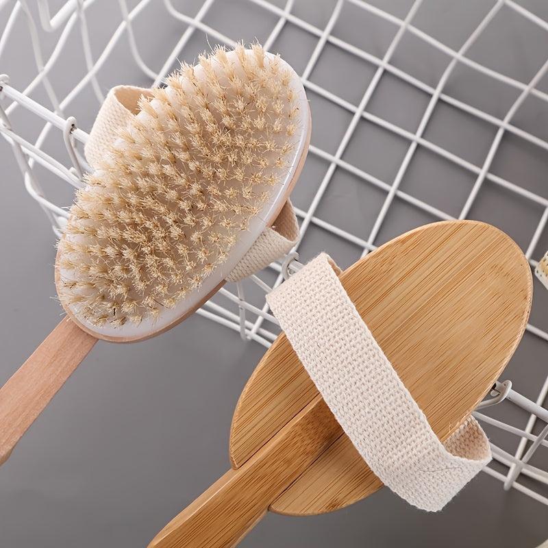Wooden Back Scrubber Long Handle Bath Sponge Soft Mesh Body Bath Brush