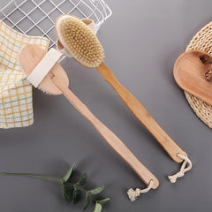 Wooden Back Scrubber Long Handle Bath Sponge Soft Mesh Body Bath Brush