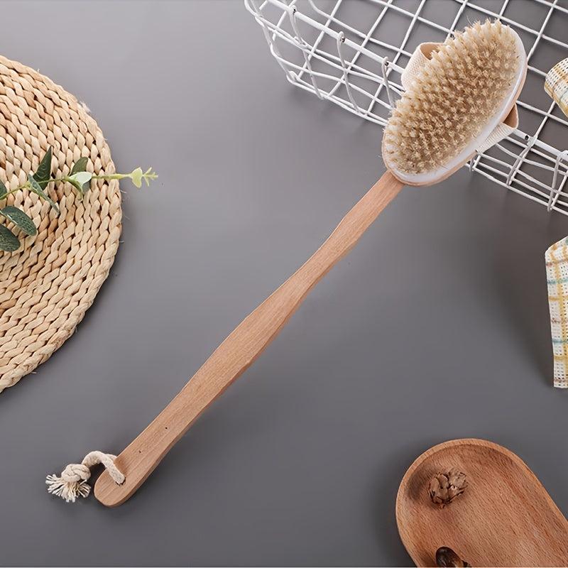 Wooden Back Scrubber Long Handle Bath Sponge Soft Mesh Body Bath Brush