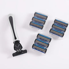 7-Blade Body & Face Hair Removal Shaver Set for Men, 1 Razor Holder & 7 Blades