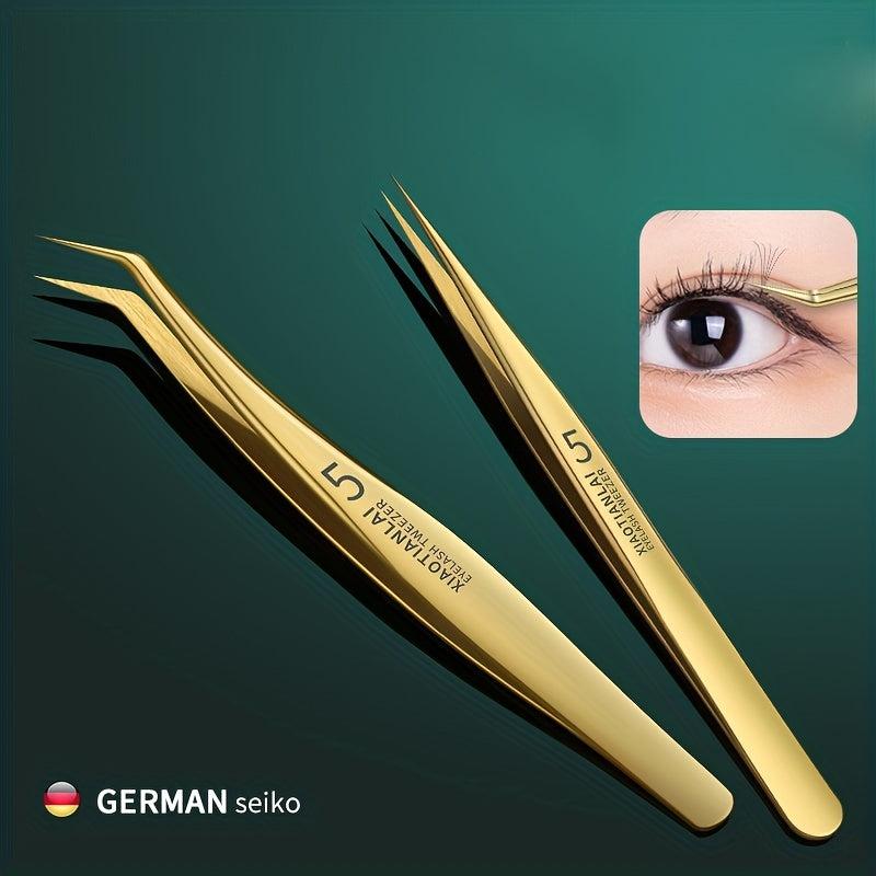 Anti Static Stainless Steel Eyelash Extension Tweezers Set