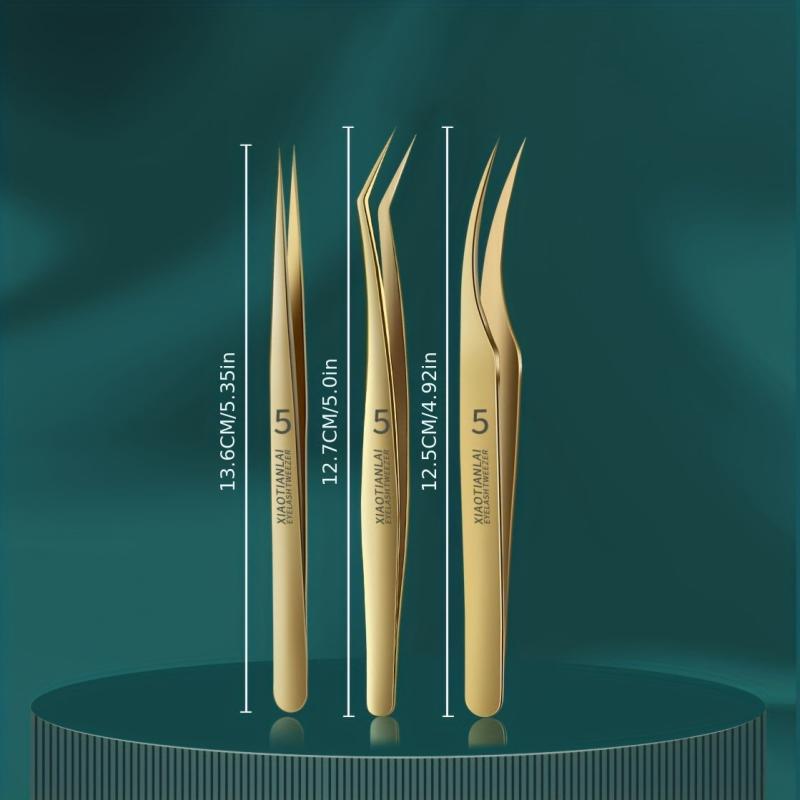 Anti Static Stainless Steel Eyelash Extension Tweezers Set