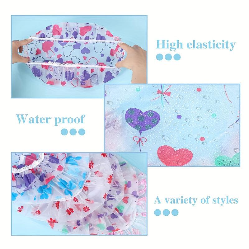 6pcs Cartoon Shower Caps Adjustable Printed Bonnet Waterproof Bath Caps