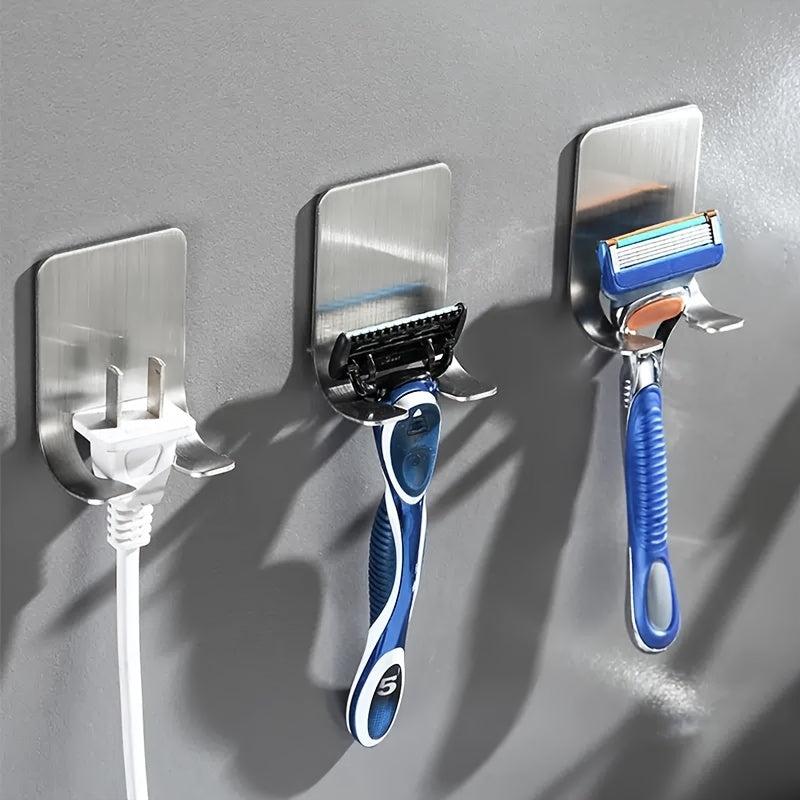 4 Pcs Stainless Steel Razor Holder Wall Hook Shaving Shaver Shelf
