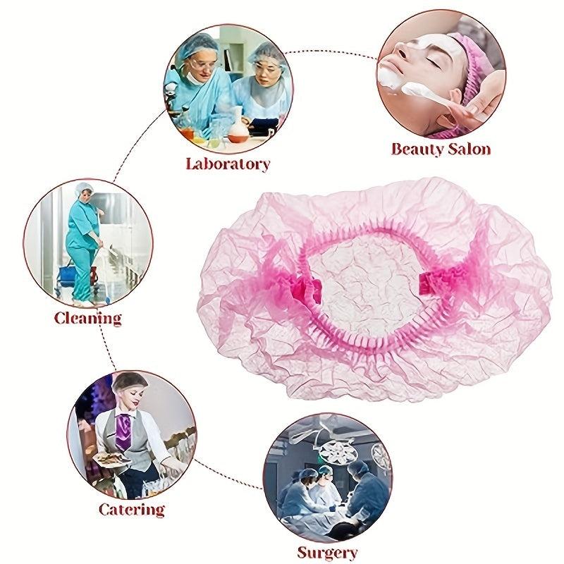 98pcs Disposable Shower Caps Waterproof Elastic Bath Cap