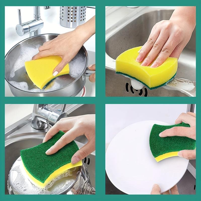 24pcs Double Sided Scouring Pad Sponge for Household Cleaning