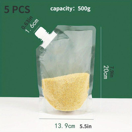 5pcs Grain Storage Bags for Rice Beans Food, Moisture-proof Portable Bag