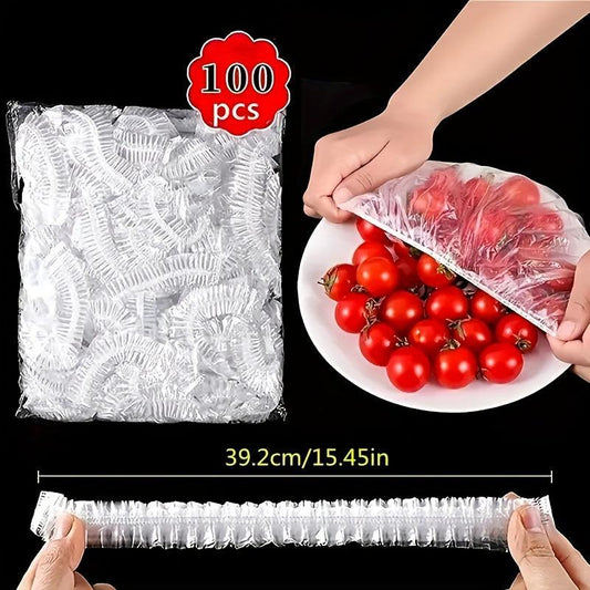 100-300pcs Plastic Food Storage Covers Elastic Wrap Bowl Cover