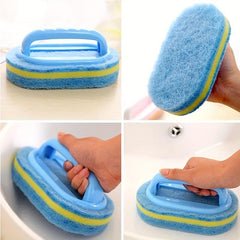 Durable Sponge Cleaning Brush with Handle for Bathroom and Kitchen