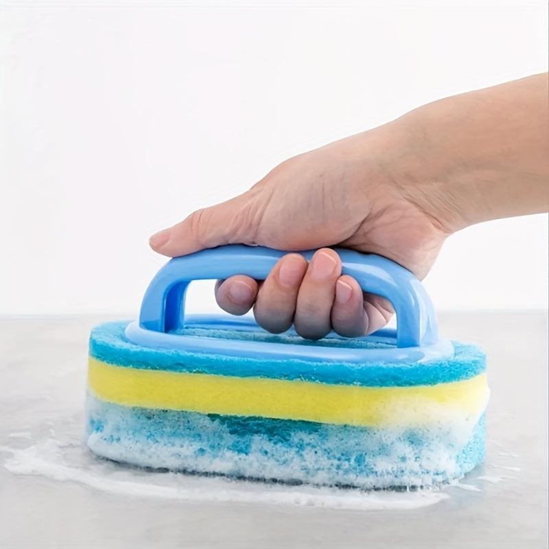 Durable Sponge Cleaning Brush with Handle for Bathroom and Kitchen
