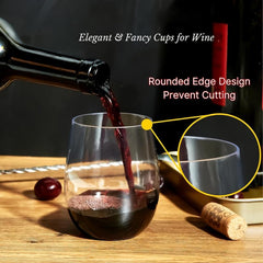 32Pcs Clear Disposable Stemless Wine Glasses 12oz Unbreakable Plastic