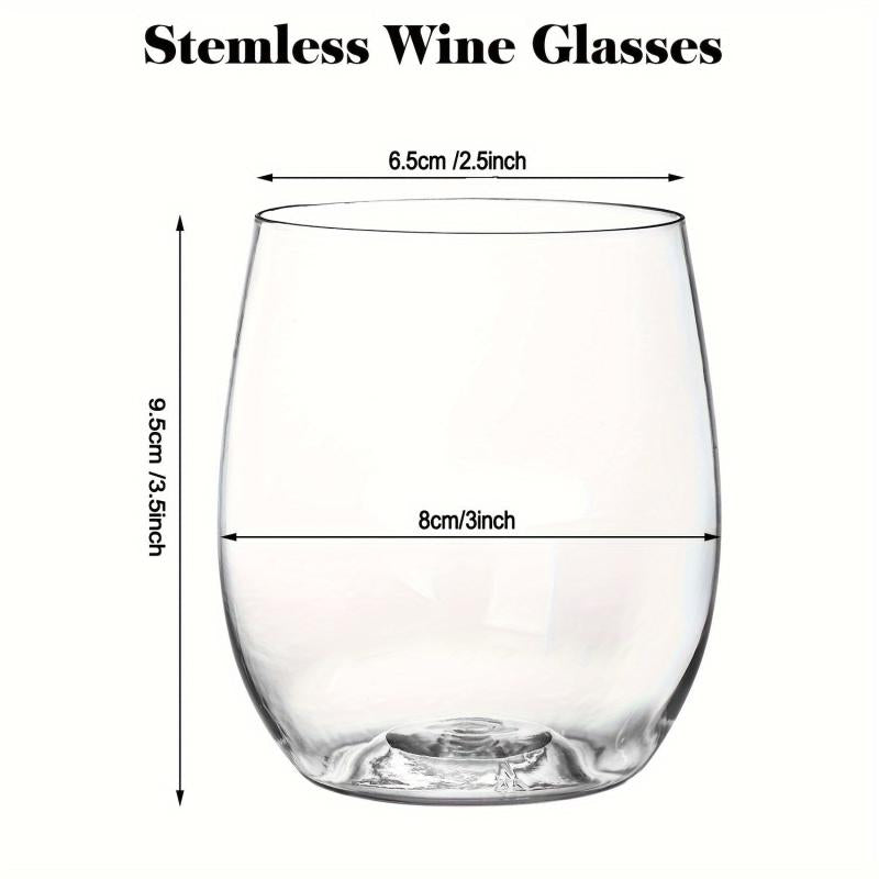 32Pcs Clear Disposable Stemless Wine Glasses 12oz Unbreakable Plastic