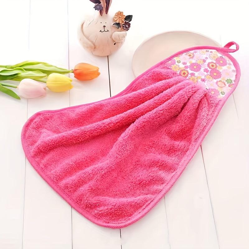 3pcs Coral Velvet Kitchen Hand Towels - Absorbent & Hangable