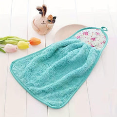 3pcs Coral Velvet Kitchen Hand Towels - Absorbent & Hangable