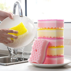 4pcs S Type Wave Sponge Scouring Pad Kitchen Cleaning Sponge Dish Towels